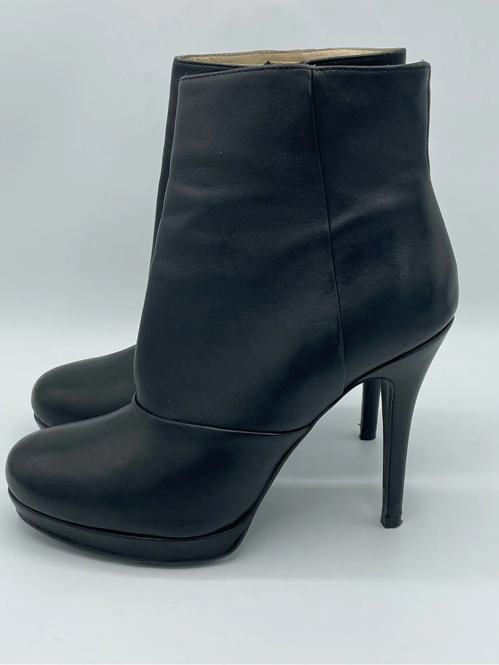 AllSaints Black Leather Platform Stiletto Ankle Boots